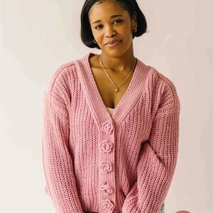 ☀️ Cozy Pink Knit Cardigan for Women